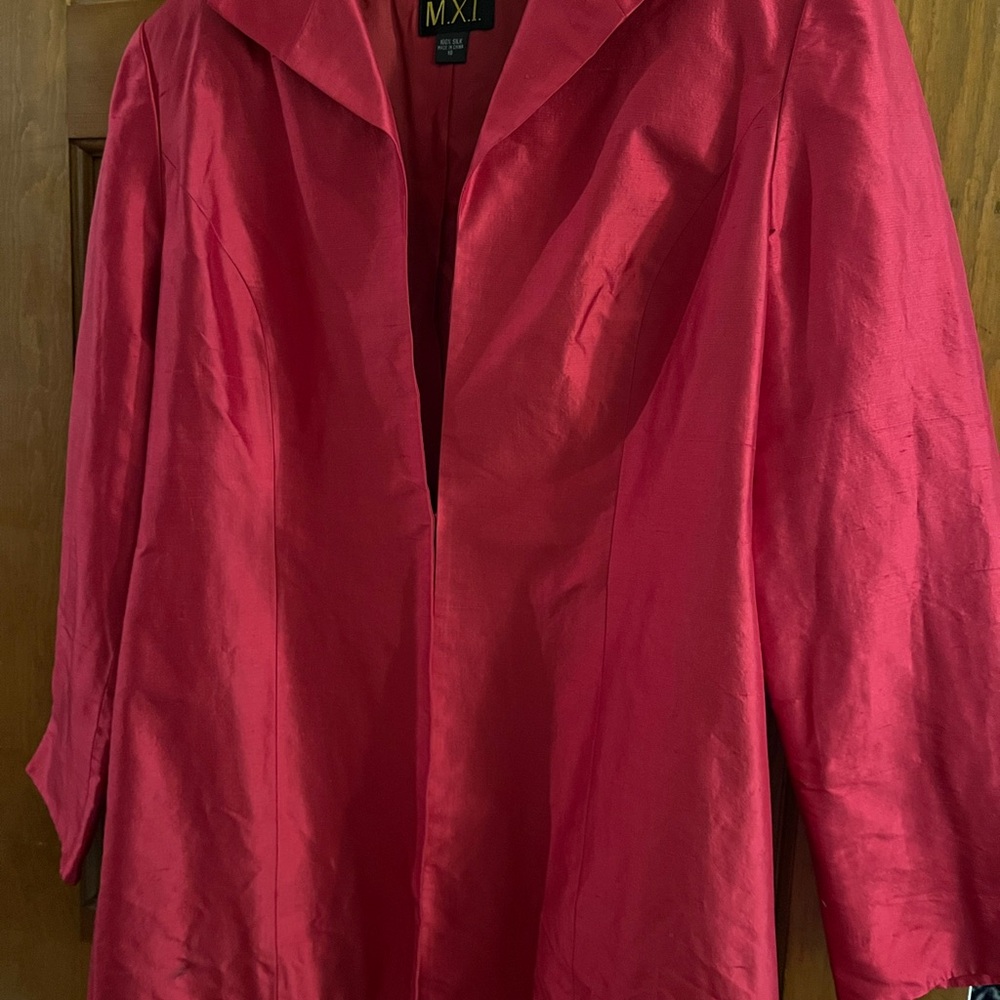 Women's Vibrant Red Silk Blazer